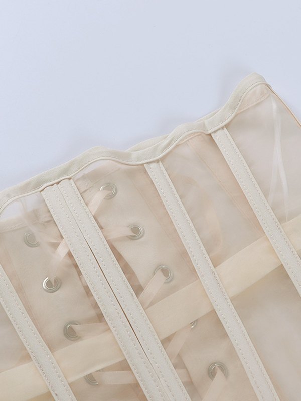 Mesh See Through Straps Corset Top