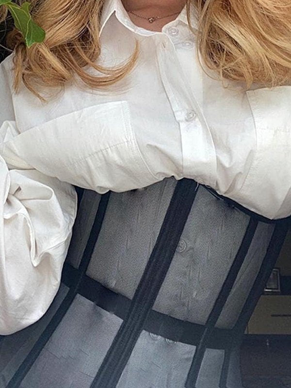 Mesh See Through Straps Corset Top