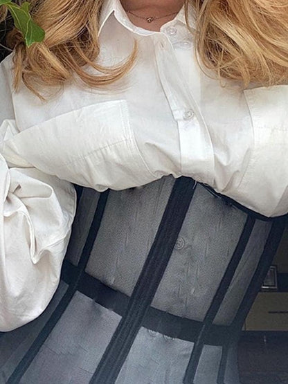 Mesh See Through Straps Corset Top