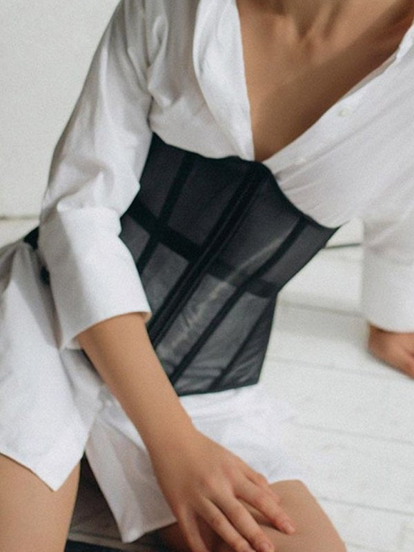 Mesh See Through Straps Corset Top