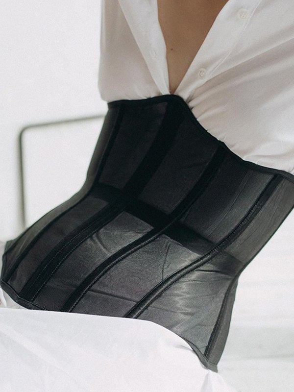 Mesh See Through Straps Corset Top