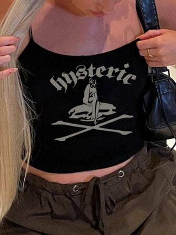 Letter Navel Crop Cami Top