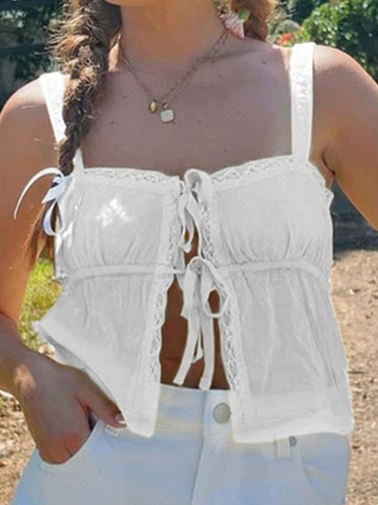 Lace Stitching Lace Cutout Cami Top