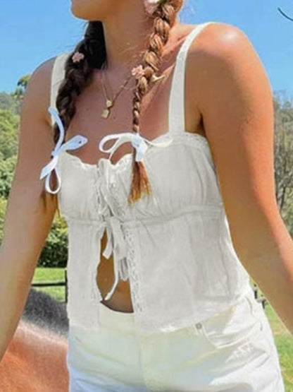 Lace Stitching Lace Cutout Cami Top