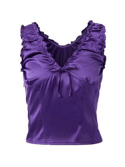 Purple Bow Lace Cami Top
