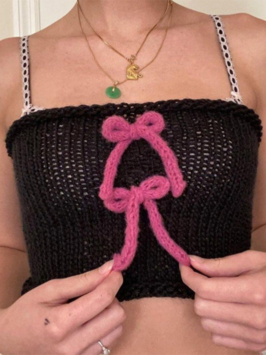 Bow Design Crochet Knitted Tube Top