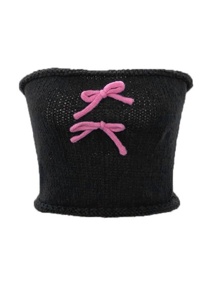 Bow Design Crochet Knitted Tube Top