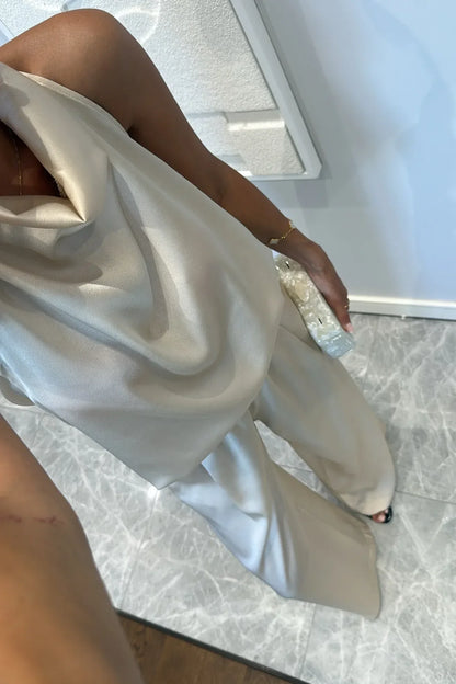 Conjunto de pantalón drapeado de satén