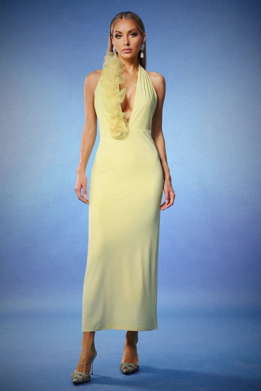 Vestido largo maxi con cuello halter