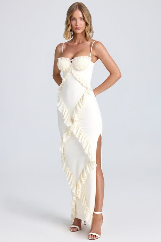 Vestido largo con volantes