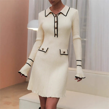 Chanel-Style Lapel Button Dress