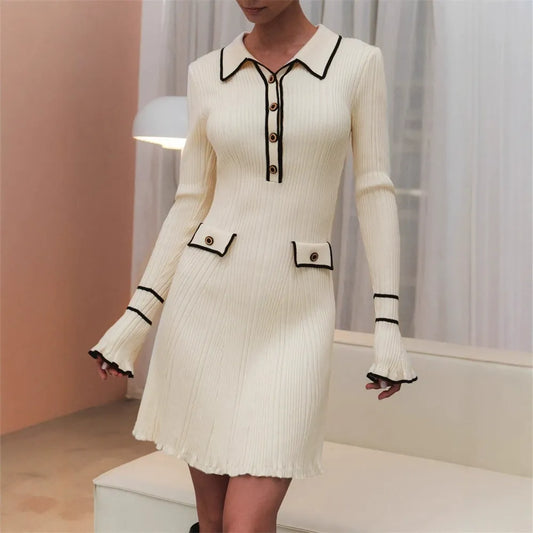 Chanel-Style Lapel Button Dress