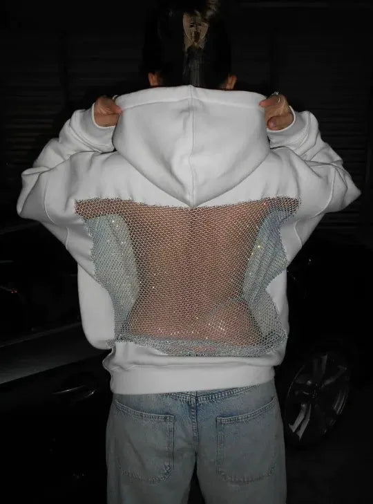 Aurora Rhinestone Backless Hoodie