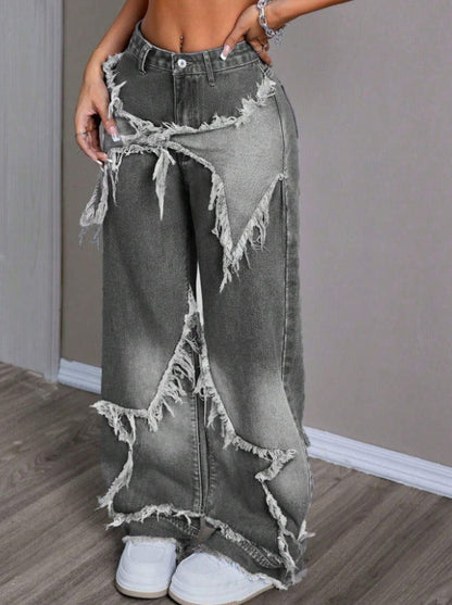 Retro Star Patchwork Jeans