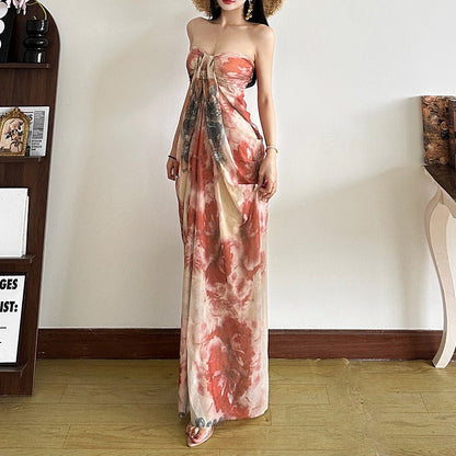 One-Shoulder High-Necked Floor-Length Dress