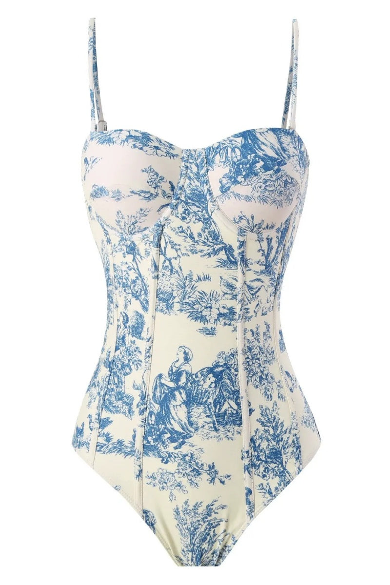 Traje de baño retro ajustado y fino con protección solar