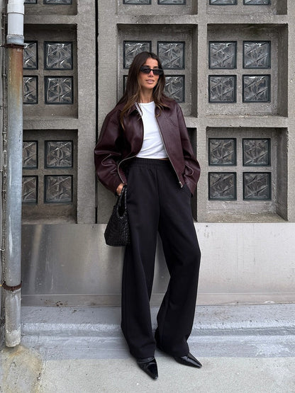 Muriel Faux Leather Zip-Up Jacket