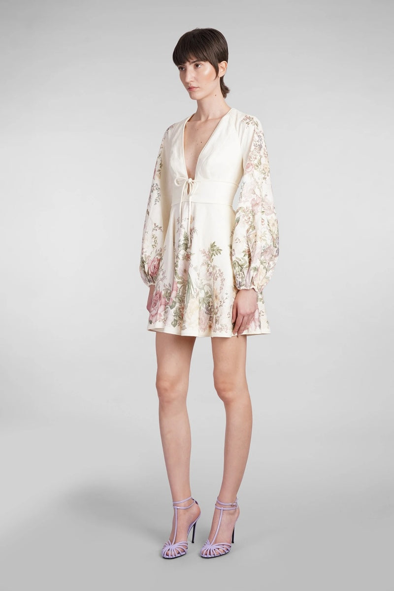 Minivestido con estampado de lino