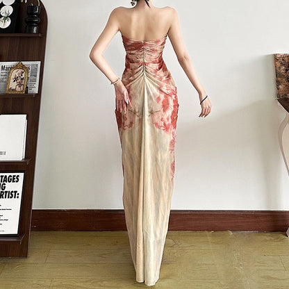 One-Shoulder High-Necked Floor-Length Dress