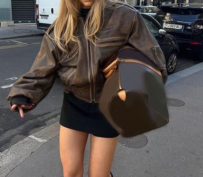 Martina Distressed Aviator Jacket