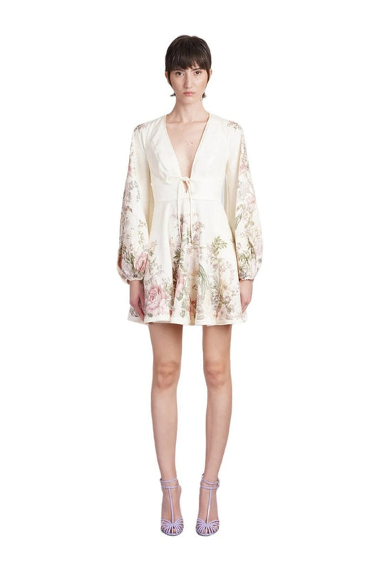 Minivestido con estampado de lino
