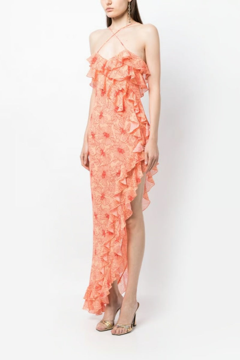 Tranquilla Ruffled Midi  Dress
