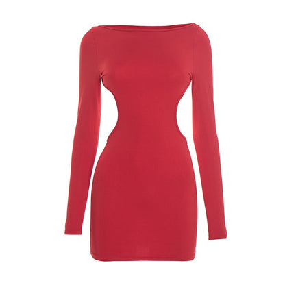 Hollowed-Out Butterfly-Shaped Long-Sleeved Dress