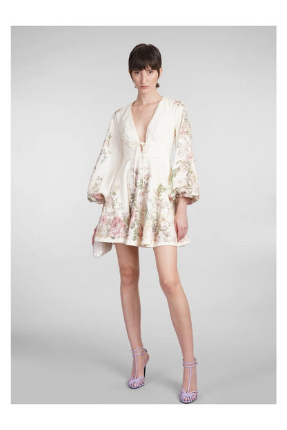 Minivestido con estampado de lino