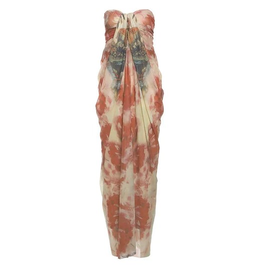 One-Shoulder High-Necked Floor-Length Dress