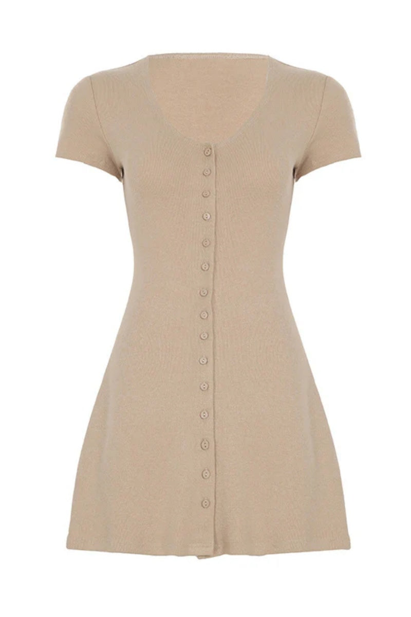 Vestido mini de punto con botones