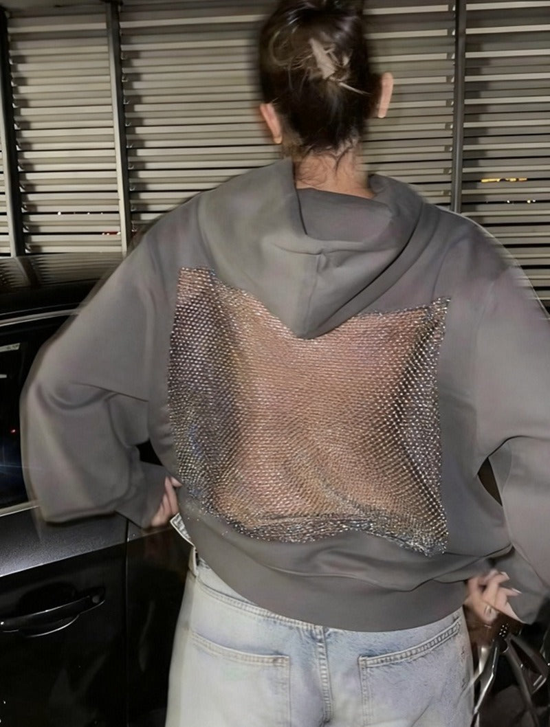 Aurora Rhinestone Backless Hoodie