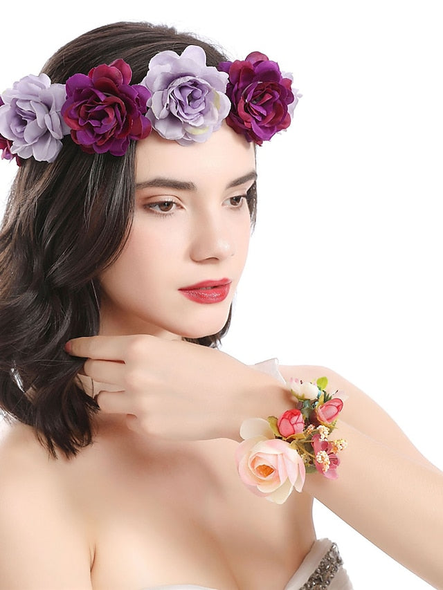 1PC Flower Headbands Hair Ring For Outdoor Holiday Beach Fabric for Women