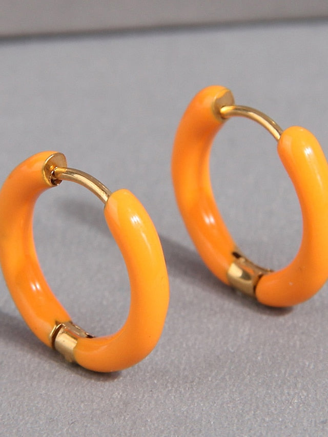 1 Pair Hoop Earrings Earrings For Office Work Daily Stainless Steel Circle Fashion for Women