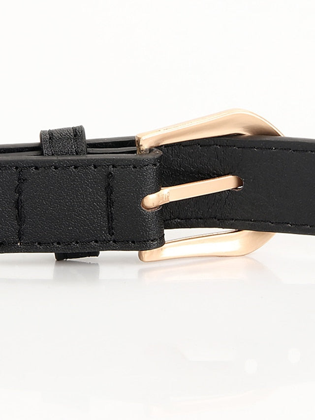 Unisex PU Buckle Belt PU Leather Prong Buckle Plain Casual Classic Party Work Black Blue Brown Coffee for Women