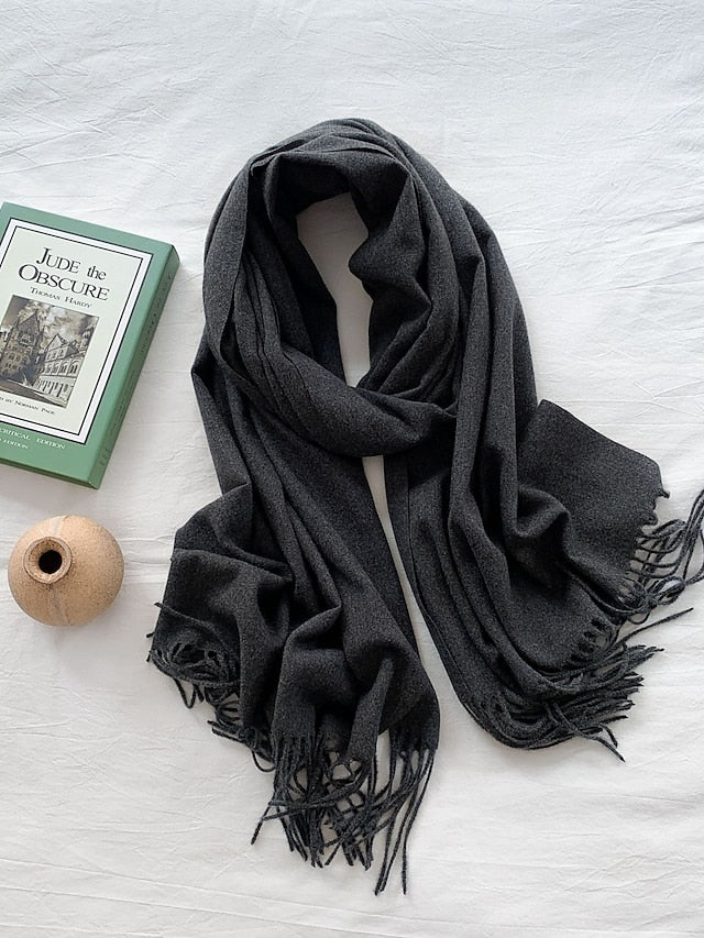 Shawls & Wraps Party Black Scarf Pure Color / Basic / Green / Khaki / Fall / Winter for Women