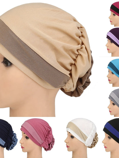 Stretch Inner Hijab Caps Muslim Hat Turban Femme Musulman Turbante Ready To Wear Hijab Bonnet Flower Indian Headwrap Loss Hair Cover for Women