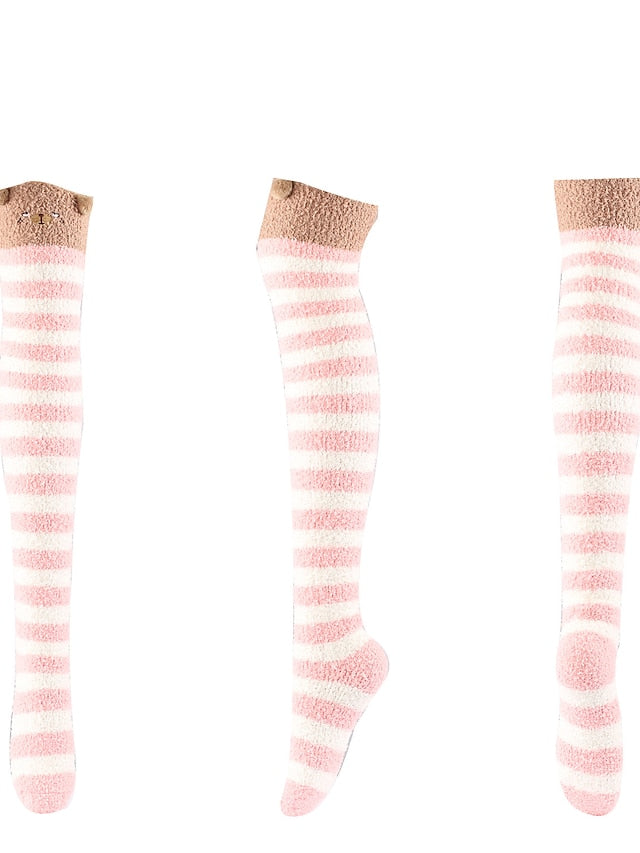 Knee High Socks Home Daily Multi Color Polyester Spandex Basic Classic Warm Cute 1 Pair for Women