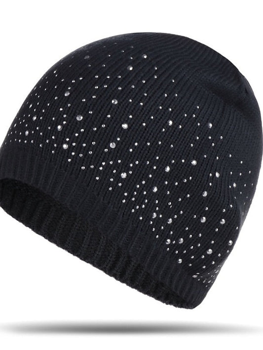 Hat Beanie / Slouchy Black Blue Camel Outdoor Home Daily Beaded Knit Polka Dot Portable Windproof Comfort for Women