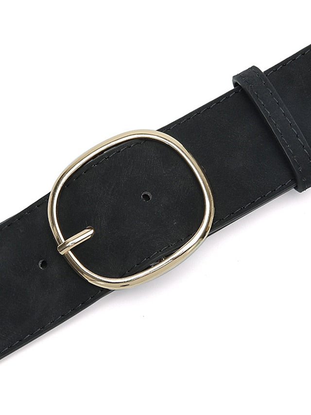 Unisex PU Buckle Belt PU Leather Prong Buckle O-ring Classic Casual Party Work Black White Pink Red for Women