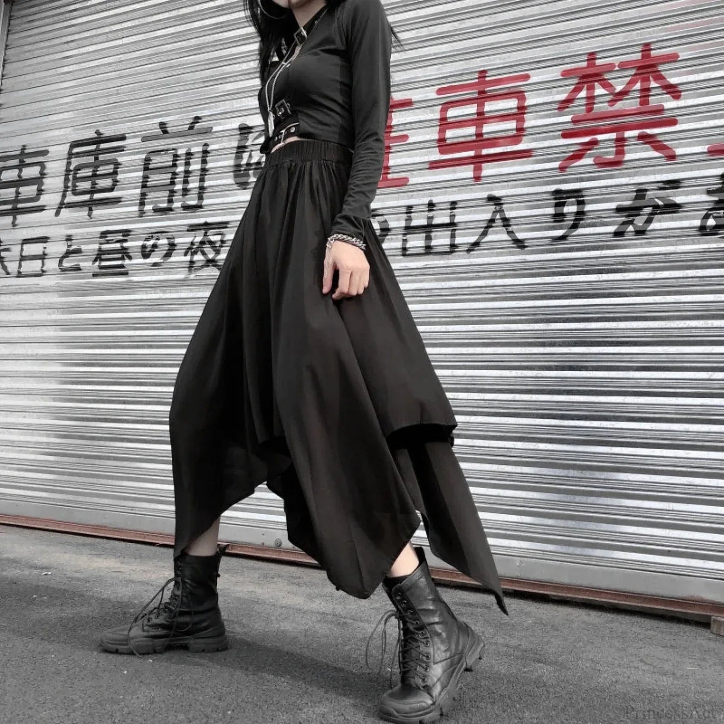 Irregular High Waist Long Skirt