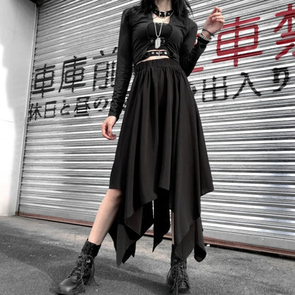 Irregular High Waist Long Skirt