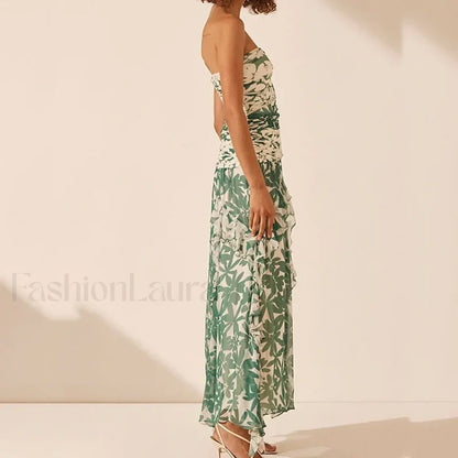 Irregular Print Chiffon Midi Dress