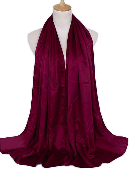 1pcs Women Silk Headscarf Hijab Scarf Long Muslim Shawl Turban Bandana Satin Scarves Head Wraps for Women