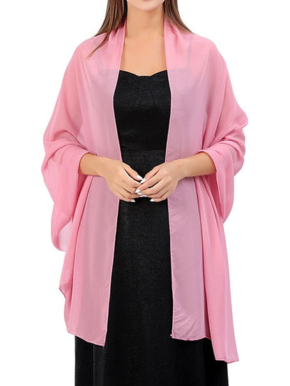 Shawls & Wraps Party Wedding Indoor Grey Beige Fuchsia Scarf Pure Color for Women