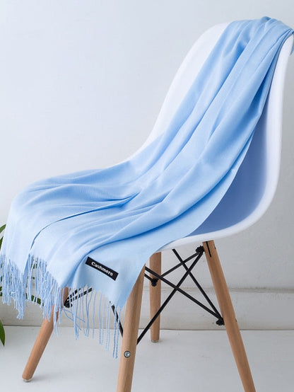 1pcs Solid Color Hijabs Imitation Cashmere Scarf Women All Season Long Shawls And Wraps Hijab Scarves Tassels Thin Headband for Women