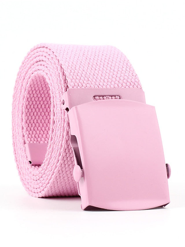 Unisex Web Belt Canvas Sliding Buckle Plain Casual Classic Party Daily Violet Green White Black for Women