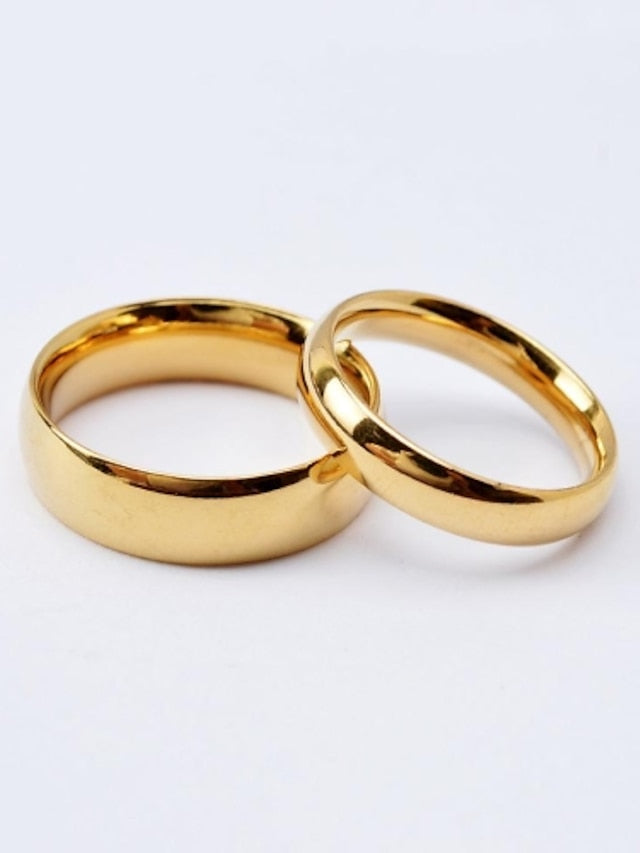 Couple Rings Band Ring For Wedding Anniversary Gift Titanium Steel Gold Plated Classic Love Friendship Gold Black for Women