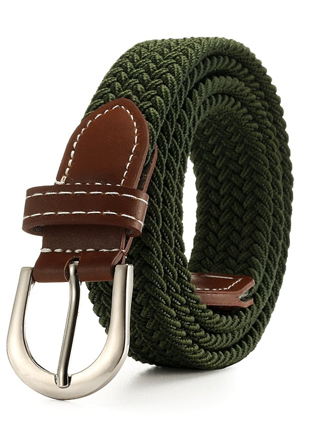 Men's Web Belt Canvas Buckle Free Plain Classic Casual Work Daily Black Blue Green Dark Blue for Women