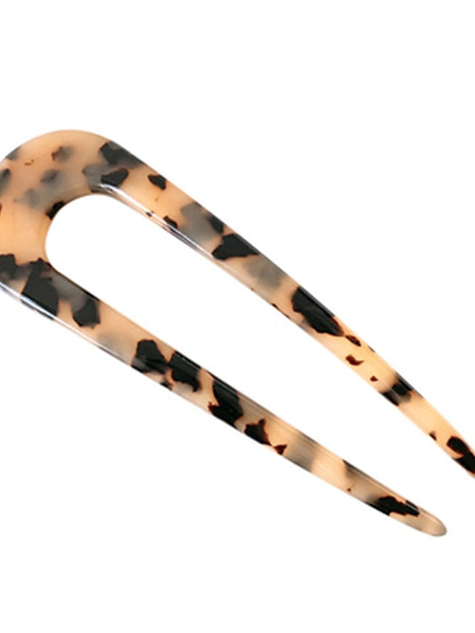 1 Pc French Hair Forks Tortoise Shell U Shape Updo Hair Pins Clips for Thin Thick Hair 4.3 inch Classic Cellulose Acetate Hair Sticks Women Vintage Hairstyle Accessories for Women