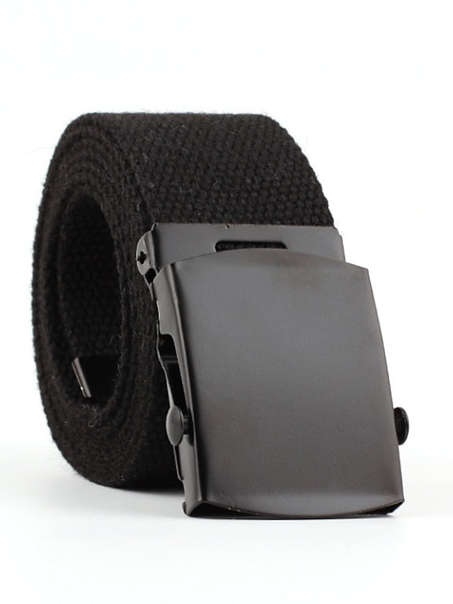 Unisex Web Belt Canvas Sliding Buckle Plain Casual Classic Party Daily Violet Green White Black for Women